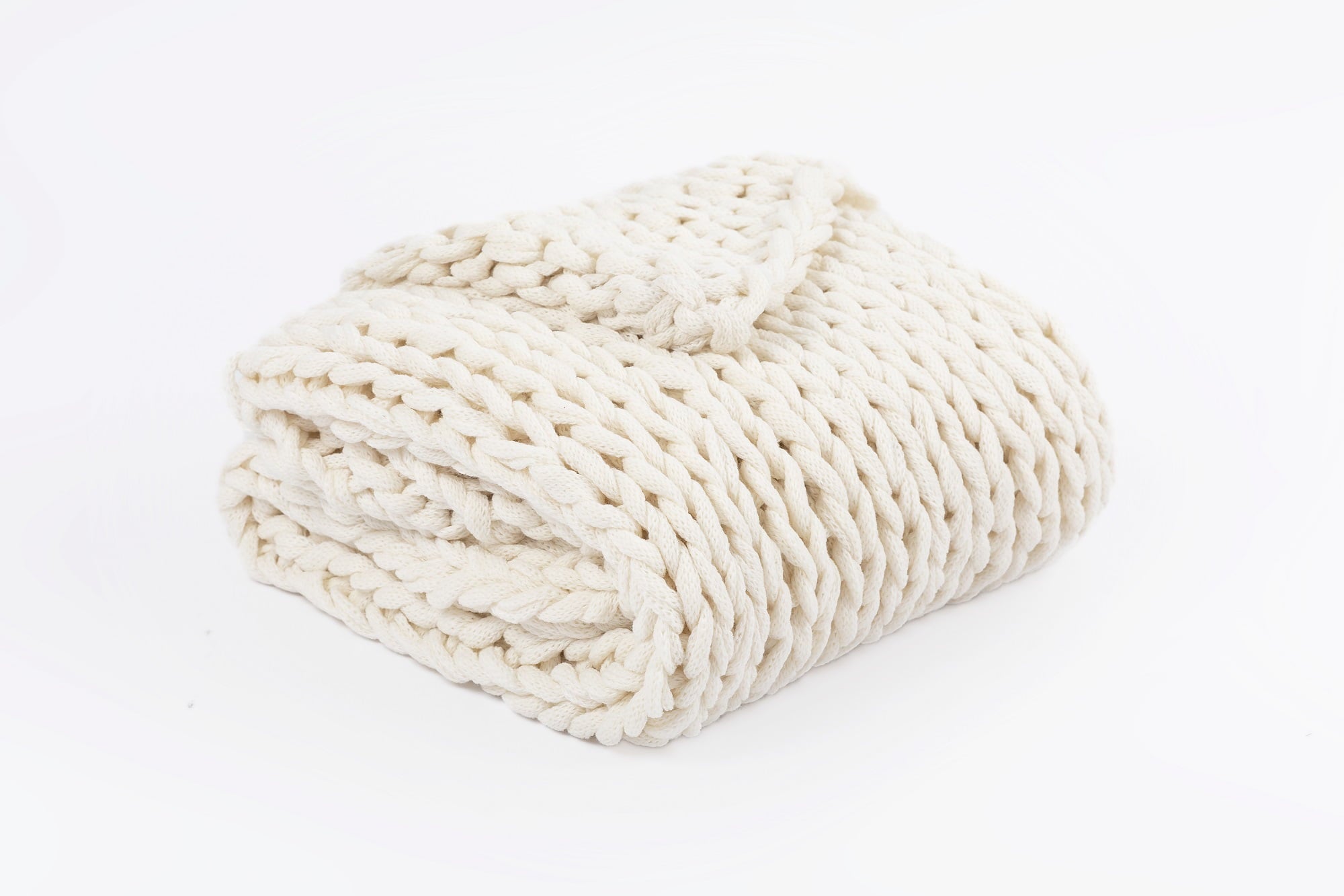 Silver One Super Chunky Knitted Throw Blanket， White， 50