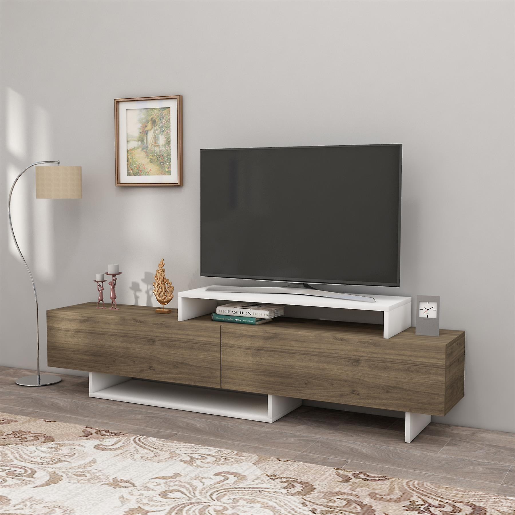 Ivano TV Stand - White-Walnut