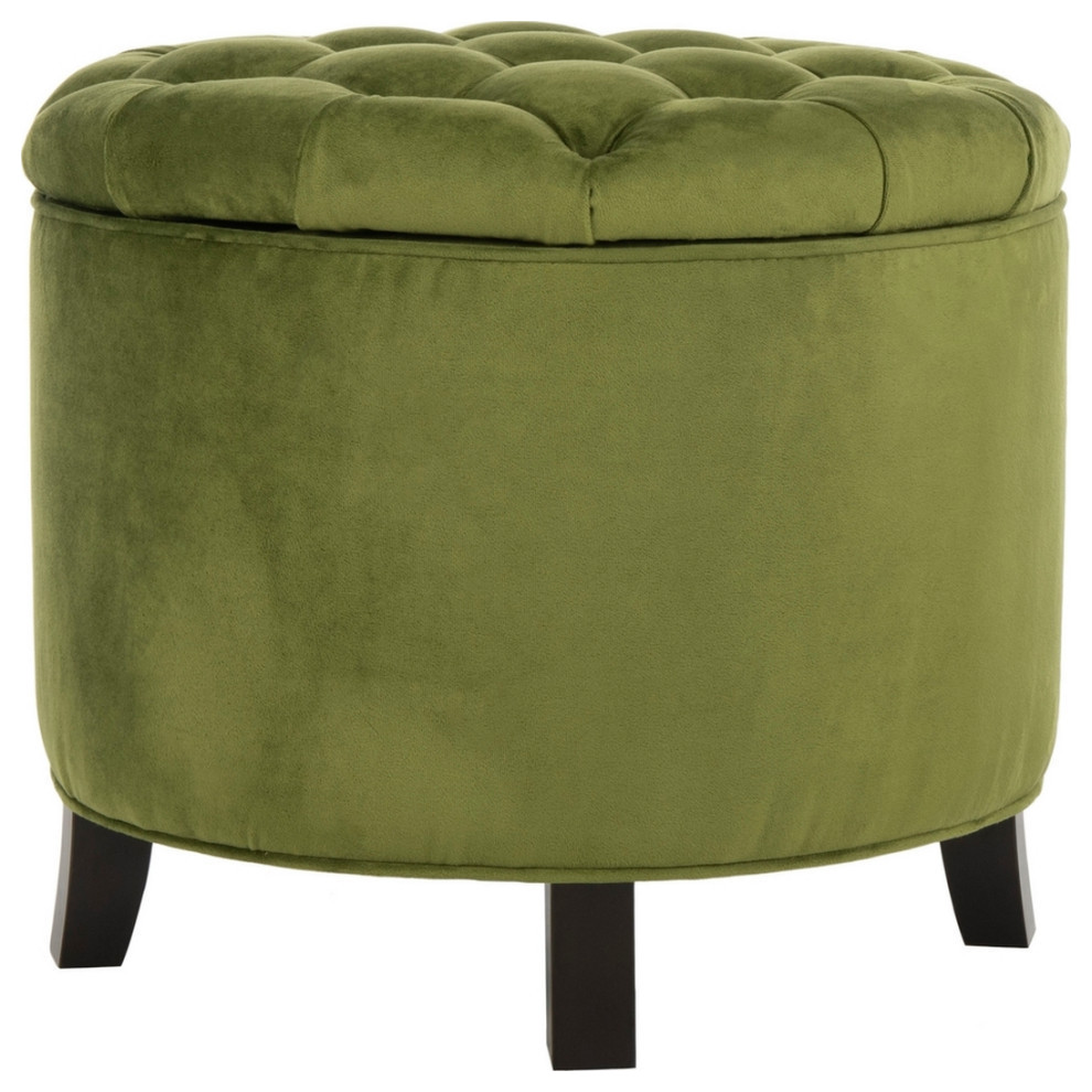 Emma Tufted Storage Ottoman  Fern/Espresso   Contemporary   Footstools And Ottomans   by Rustic Home Furniture Deco  Houzz