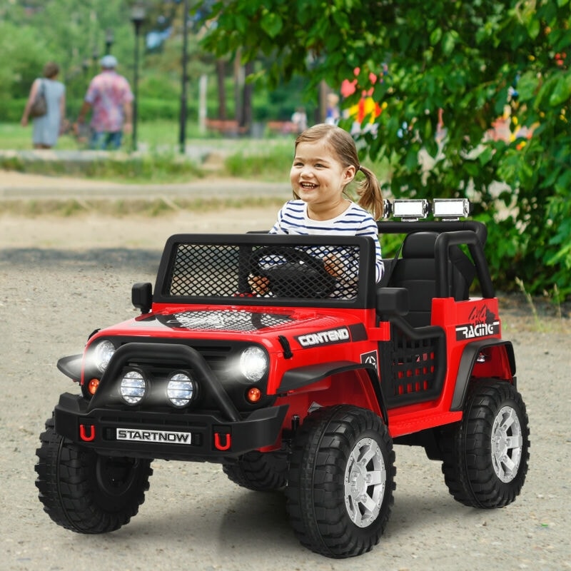 Kids Ride on Jeep Car 12V Battery Powered Electric Riding Toy Truck with Remote Control, Lights & Music