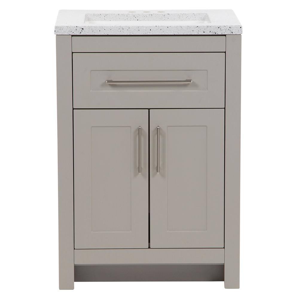 Home Decorators Collection Clady 24.5 in. W x 18.75 in. D Bath Vanity in Gray with Cultured Marble Vanity Top in Silver Ash with White Sink HD2024P2-KG