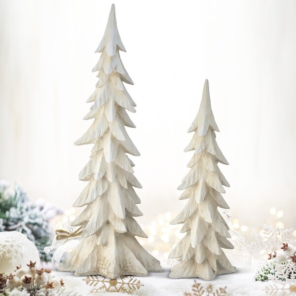 1825 Resin Winter Retreat Tree Set of 2