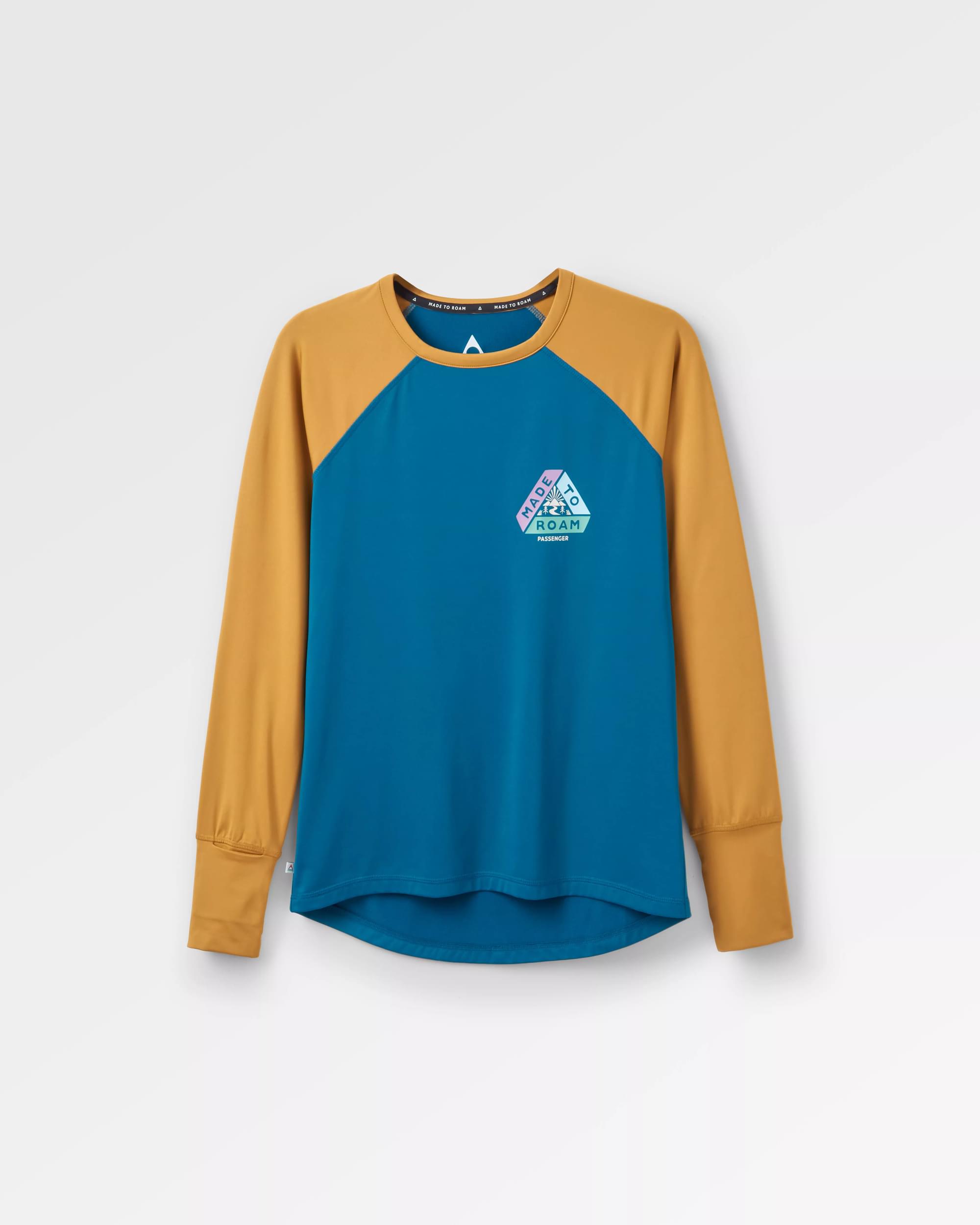 River Recycled Active LS T-Shirt - Dusty Ochre/ Corsair Blue