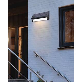 eLEDing Solar 180 Black SMART Sensing Self-Contained Integrated Selectable LED Color Flood Pathway Wall Light EE815WDC