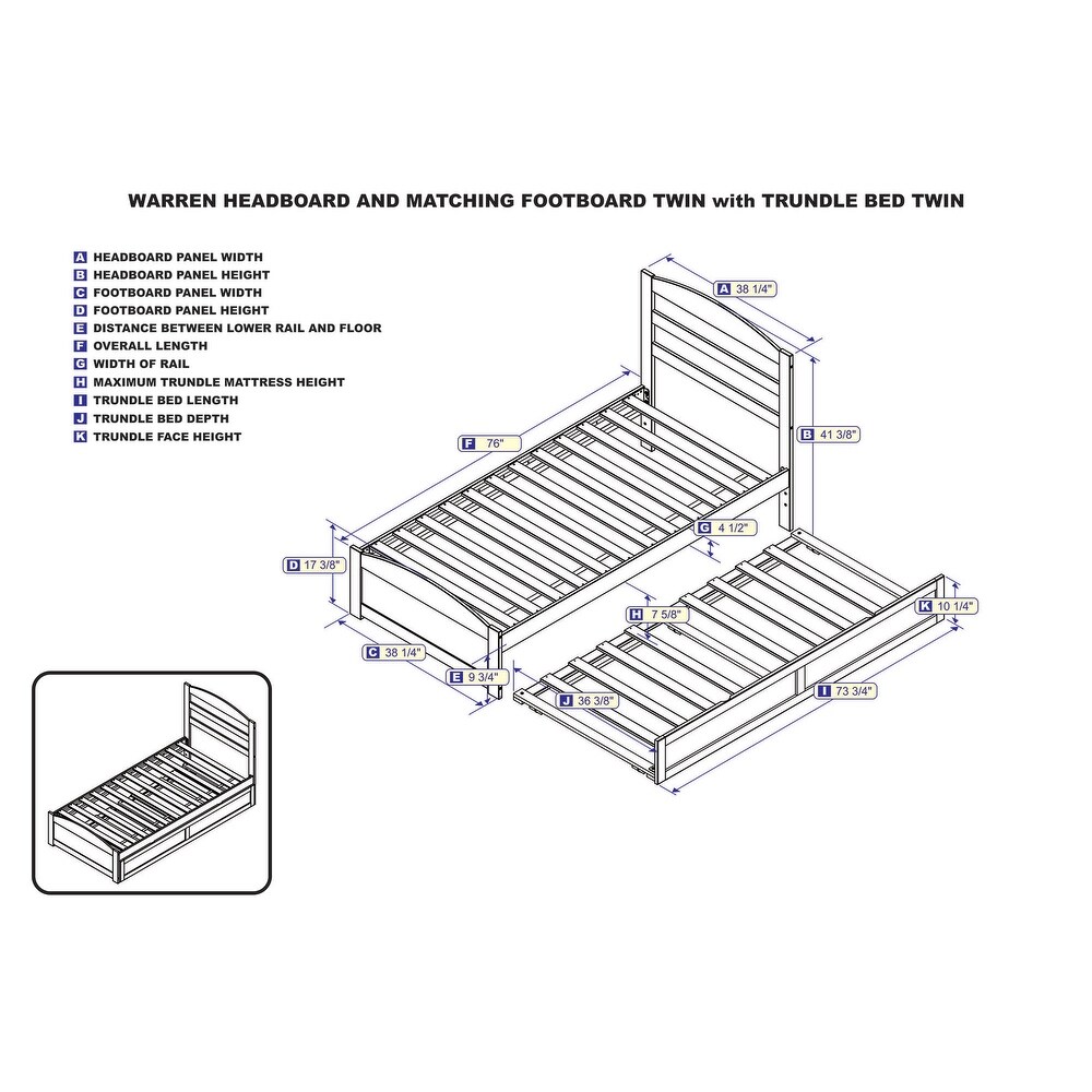 Warren Platform Bed with Footboard and Twin Trundle