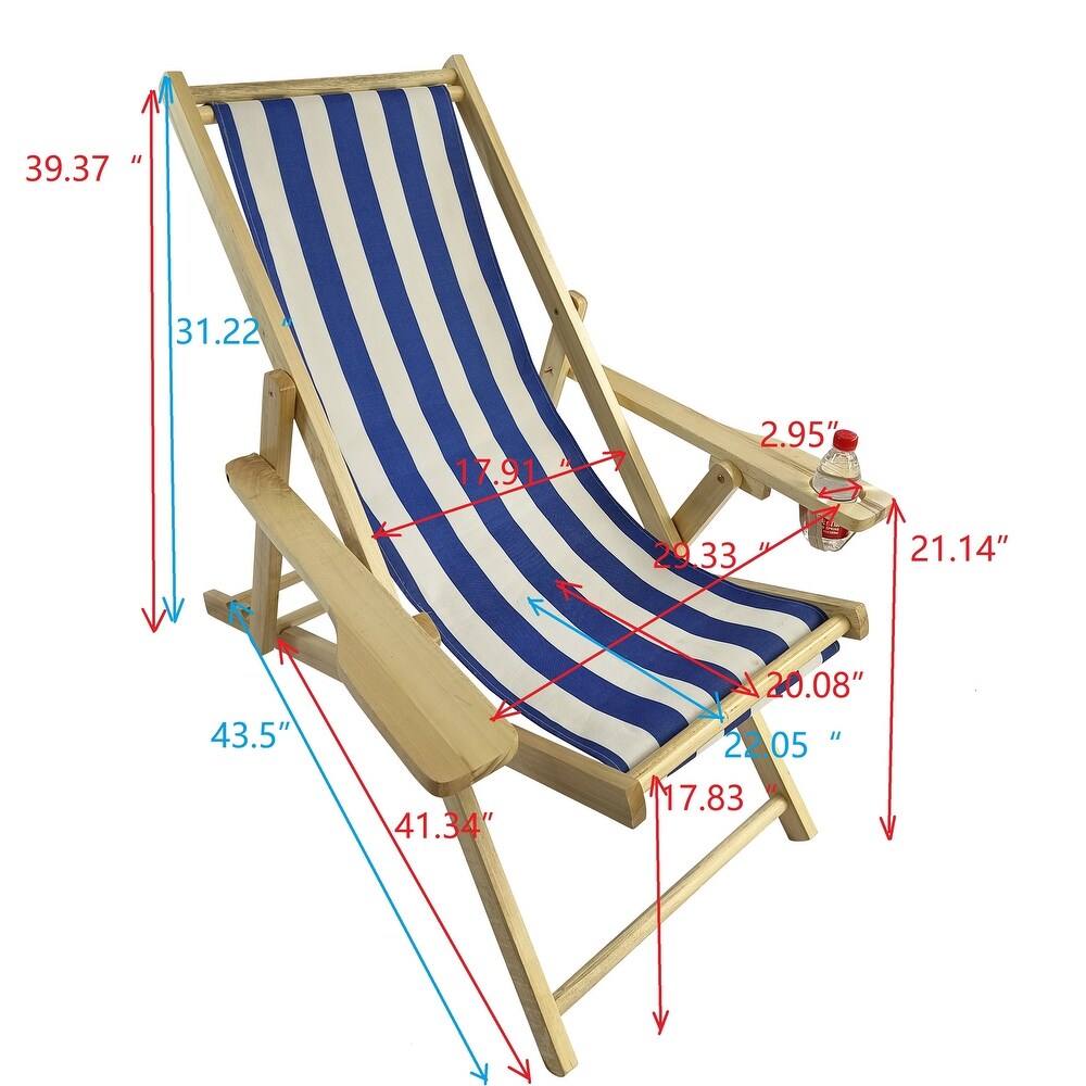 Outdoor Chaise Lounge Hanging Chair Wide armrest cup holder Blue