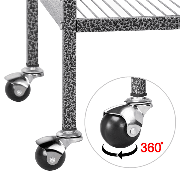 53.7''andnbsp;Metal Rolling Bird Cage with Stand， 4 Feeding Bowls， and 2 Perches， Black