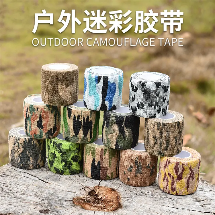 Non adhesive Self adhesive Stretchable Non woven Outdoor Camouflage Tape Outdoor Camping Riding Tape