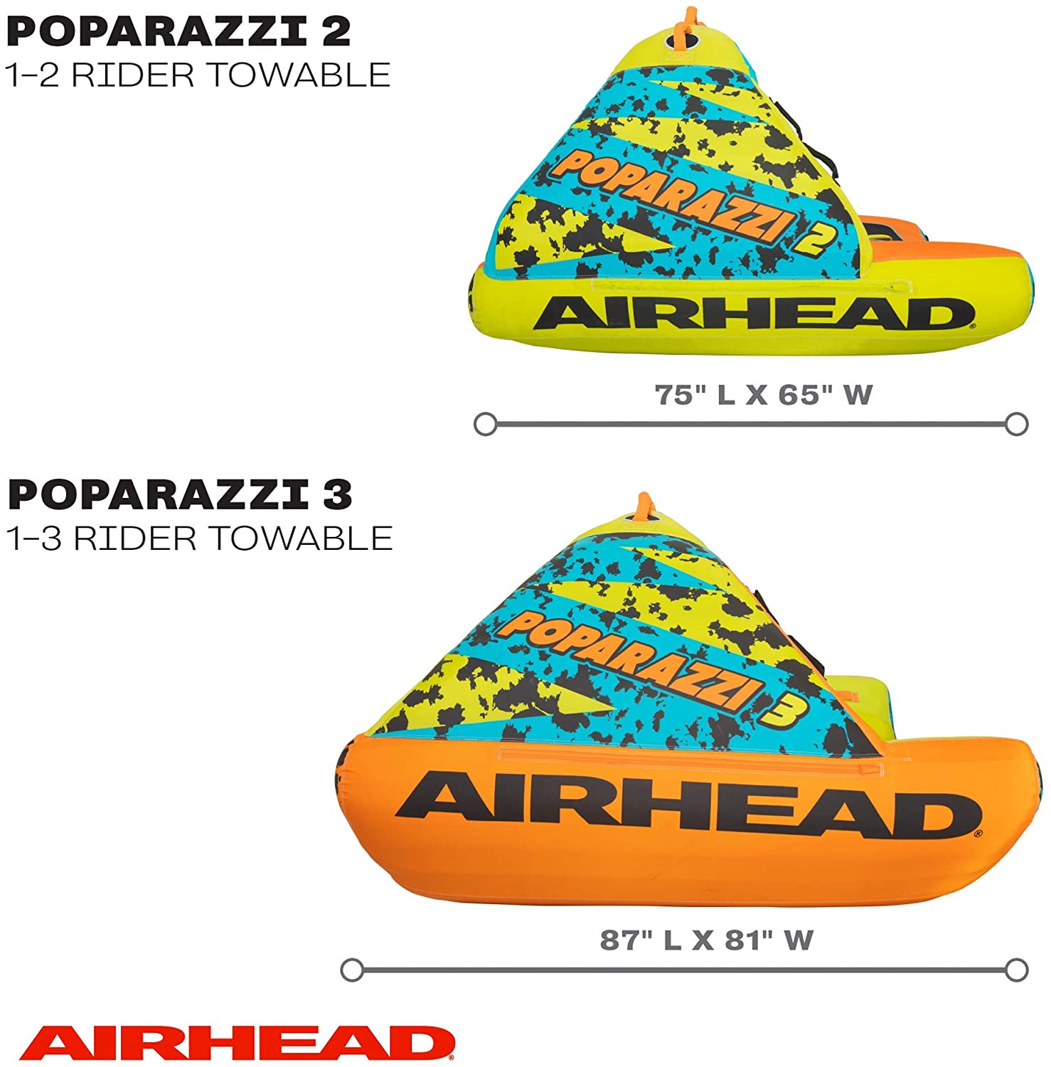 Airhead AHPZ-1750 Poparazzi 3 Person Inflatable Towable Water Lake Boating Tube