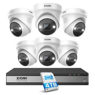 ZOSI 4K Ultra HD 16-Channel 8MP POE 4TB NVR Security Camera System with 6 Wired Spotlight Cameras Starlight Night Vision 16SK-2258AW6-40-US-A2