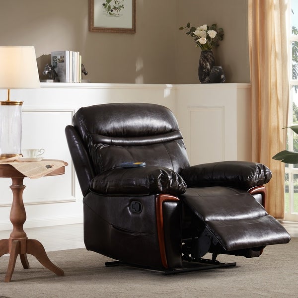 150-Degree Massage Recliner Extending Footrest PU Leather Sofa Chair with Remote Controller Heating and Massage Vibrating