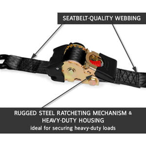 2 Retractable Ratchet Straps - 2" x 6' - Boats, ATVs, Motorcycles - 4,000 lb ABS