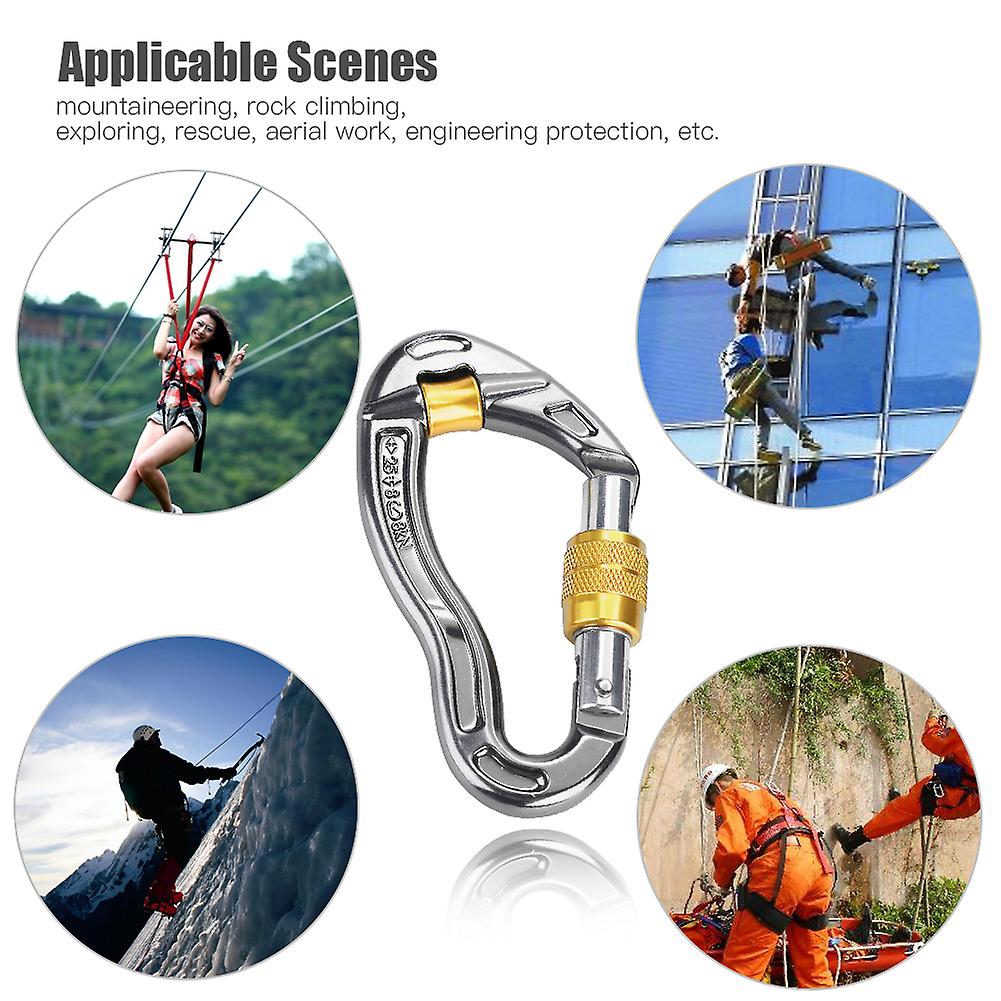 25kn Carabiner Screw Locking Hook For Rock Climbing Mountaineering Rescue Equipment(yellow)