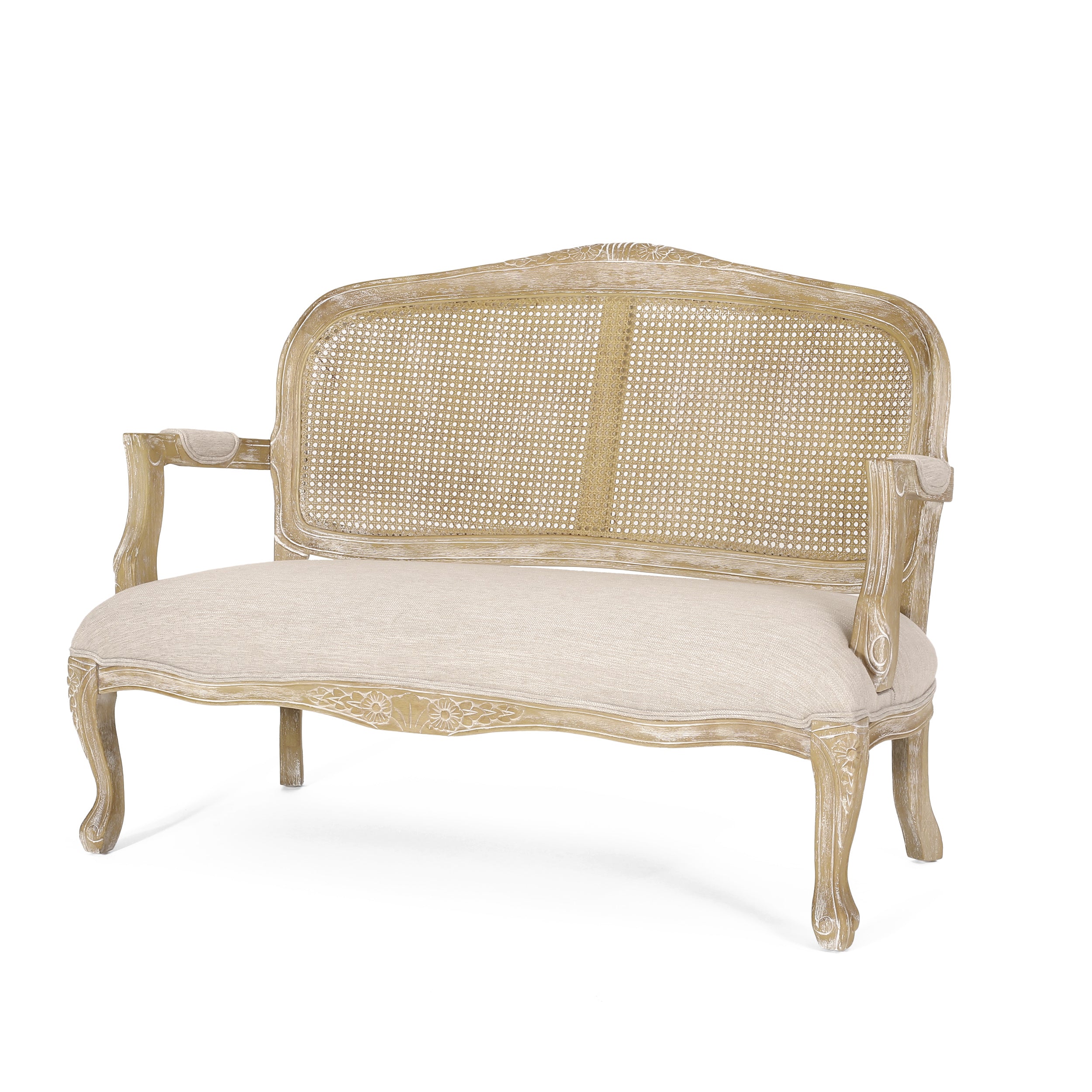 Wistar French Country Wood and Cane Loveseat