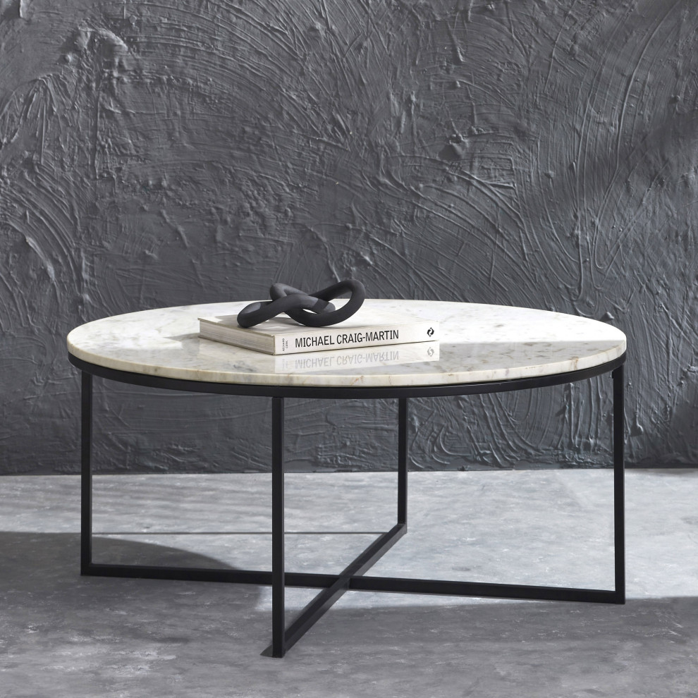 Livia Matte Black Iron Coffee Table   Transitional   Coffee Tables   by Renwil  Houzz