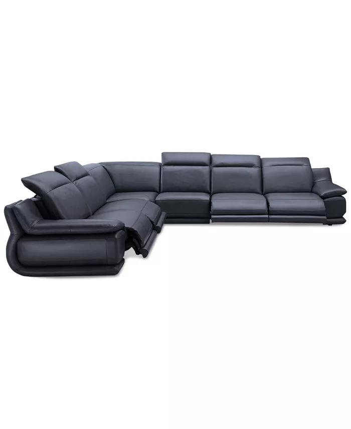 Furniture Daisley 6-Pc. Leather L Shaped Sectional Sofa with 3 Power Recliners