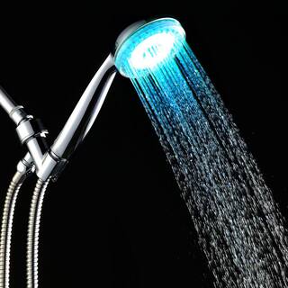 MODONA 1-Spray 4.5 in. Single Wall Mount LED Lighted Handheld Shower Head in Polished Chrome SSLED-A