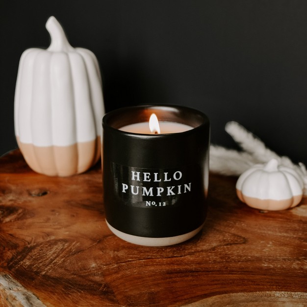 Sweet Water Decor Hello Pumpkin 12oz Black Stoneware Candle