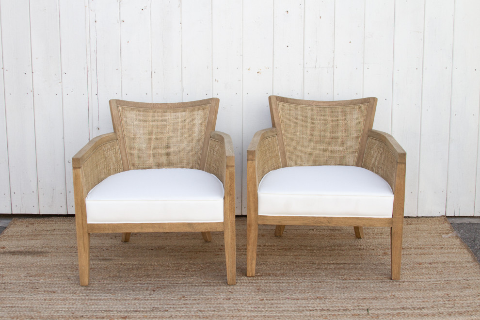 Pair of Oak  ampCane Club Chair   Eclectic   Armchairs And Accent Chairs   by De cor  Houzz