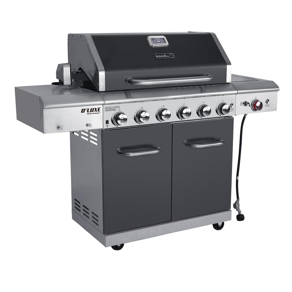 Nexgrill 720-0896B Deluxe 6-Burner Propane Gas Grill in Slate with Ceramic Searing Side Burner