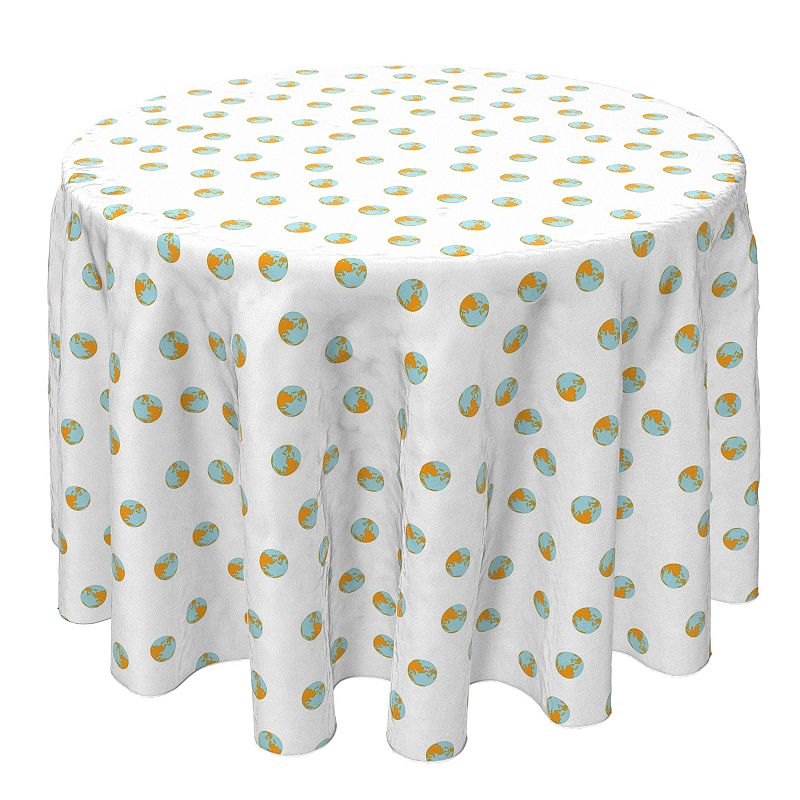 Round Tablecloth， 100% Cotton， 60 Round， Around The Globe