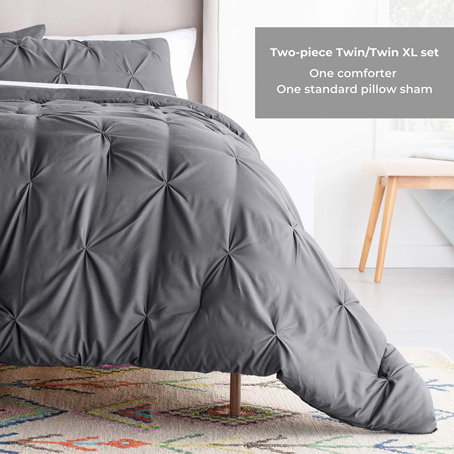 All-Season Quilted Comforter - Corner Duvet Tabs - Hypoallergenic - Plush Microfiber Fill - Machine Washable - Duvet Insert