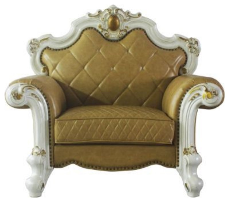 Ergode Chair With Pillow Antique Pearl and Butterscotch Pu   Traditional   Armchairs And Accent Chairs   by VirVentures  Houzz