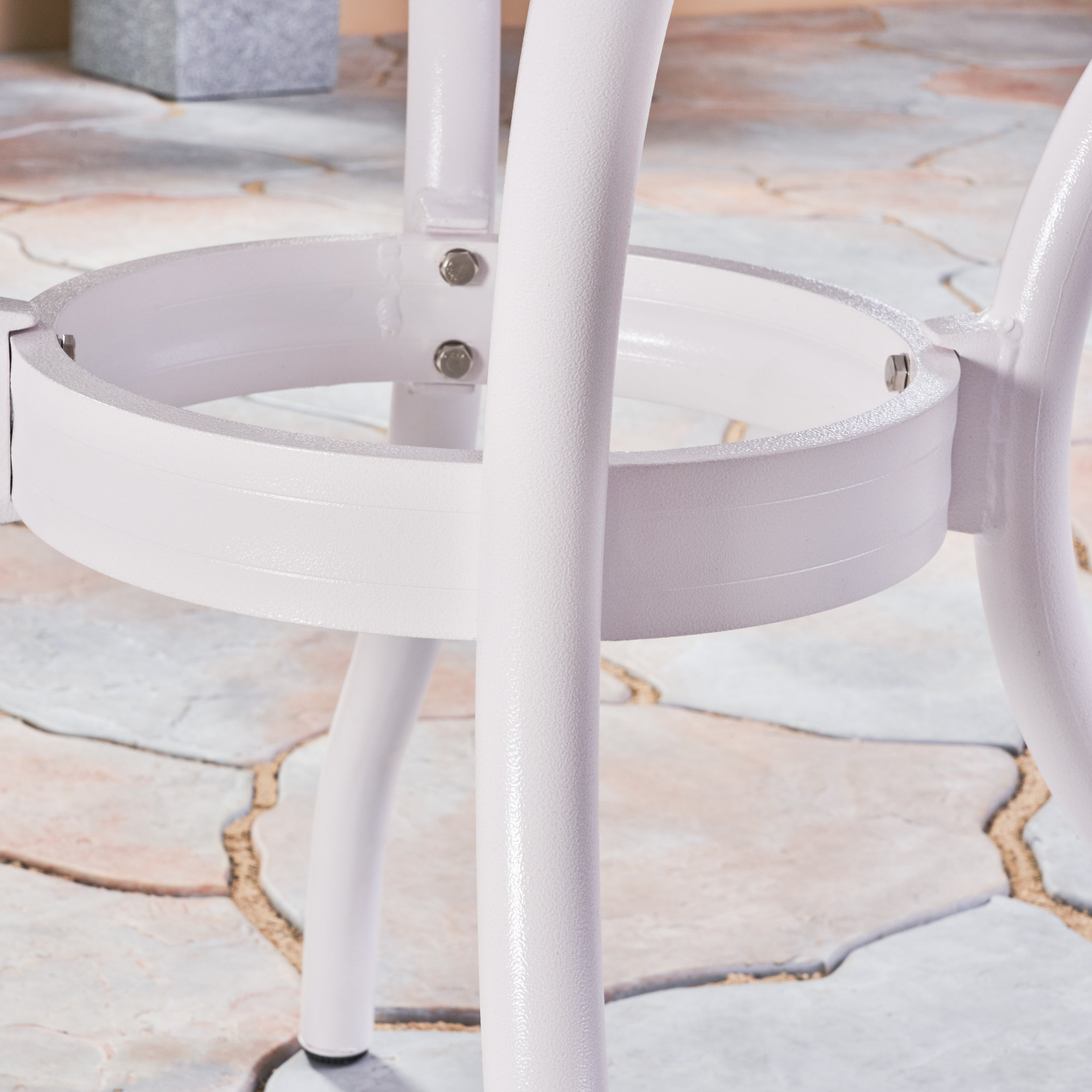 Simon Outdoor Aluminum Round Dining Table, White