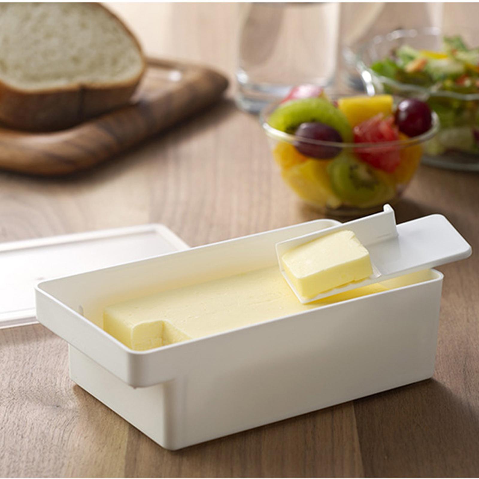 Large Butter Dish Store Butter Keeper Dustproof Case Cheese Serving Tray White