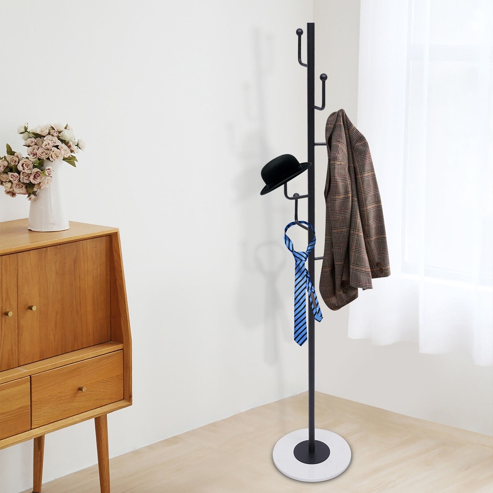 Metal Clothes Stand Hall Coat Tree with 6 Hooks