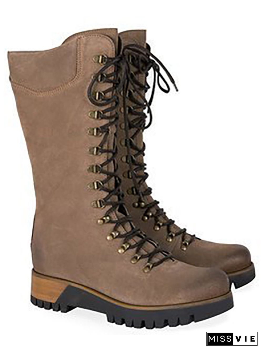 Retro Suede Zipper Martin Combat Boots