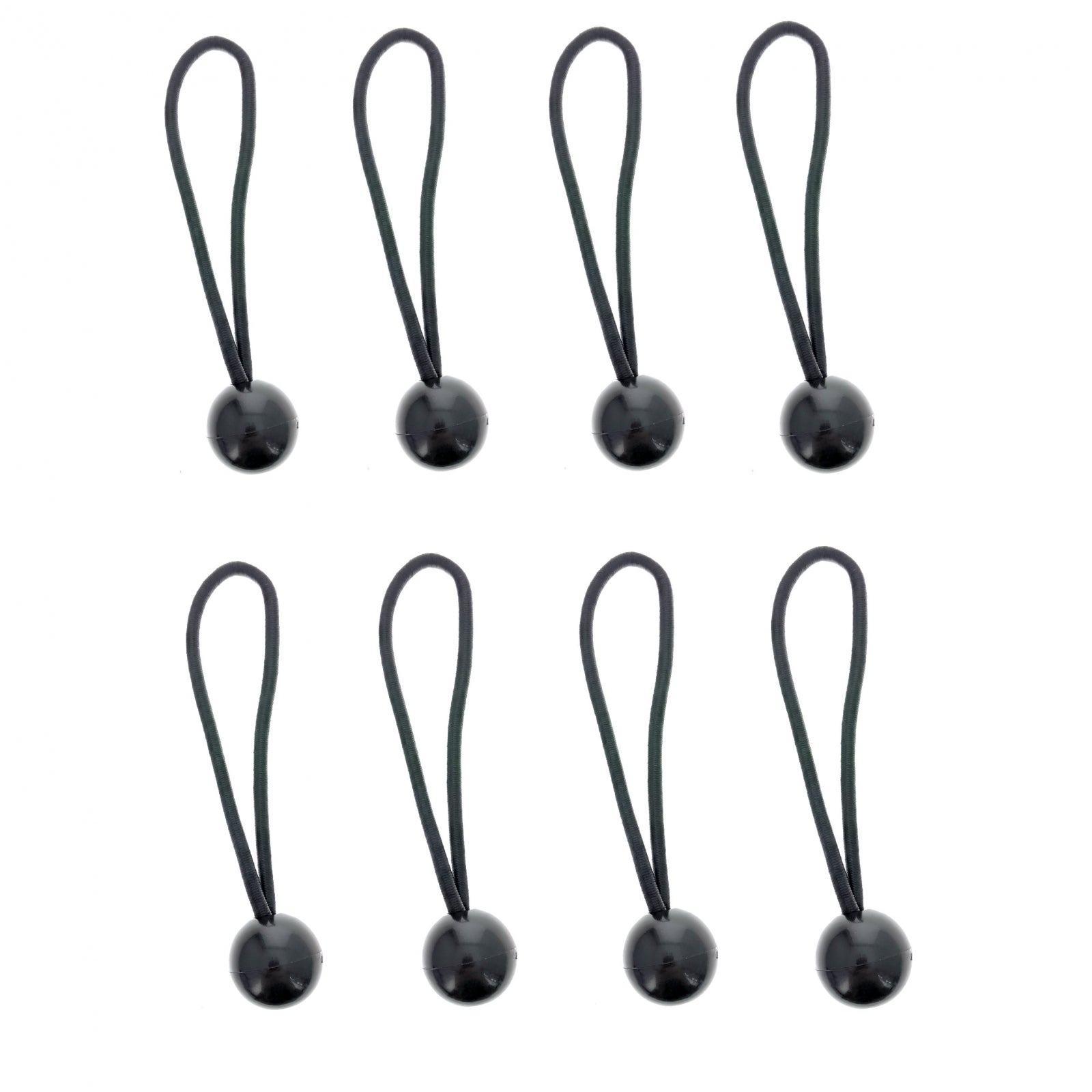 8pc ASR Outdoor Black Stretch Cords with Plastic Balls Polypropylene Cover