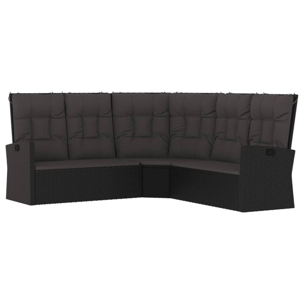 vidaXL Patio Furniture Set 4 Piece Sectional Sofa with Cushions Poly Rattan   39.4\