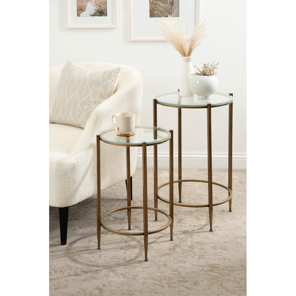 Kate and Laurel Solange Metal and Glass Nesting Tables 2 Piece Set