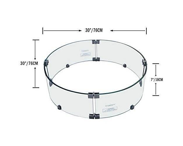 Lunar Round Tempered Glass Wind Screen For Outdoor Fire Pit Elementi