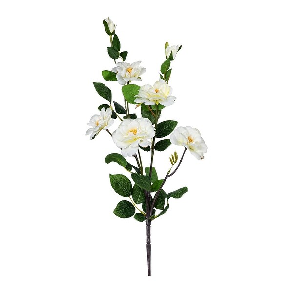 White Silk Decorative Artificial Rose Faux Flowers