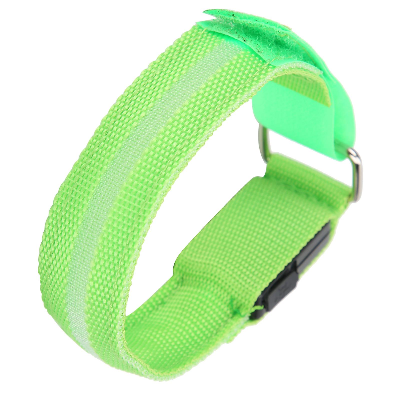 Green Luminous Armband Adjustable Strip Led Wristband Usb Charging For Night Running Cycling