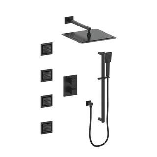 ZLINE Kitchen and Bath ZLINE Crystal Bay Thermostatic Shower System in Matte Black CBY-SHS-T3-MB