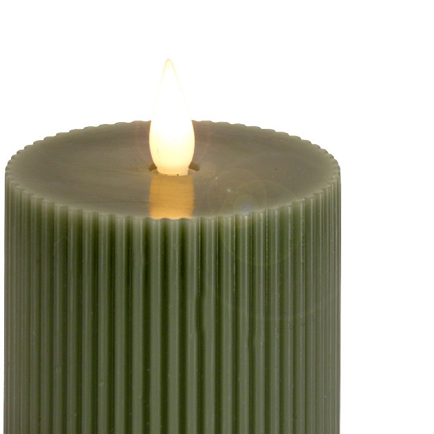 Hgtv Home Collection Georgetown Real Motion Flameless Candle With Remote Green With Warm White Led Lights Battery Powered 7 In