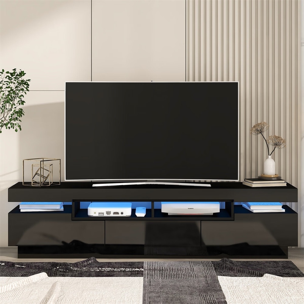 Merax Modern TV Stand with 4 Open Shelves for 75 Inch