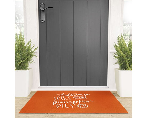 Chelcey Tate Autumn Skies And Pumpkin Pies Orange Looped Vinyl Welcome Mat Society6