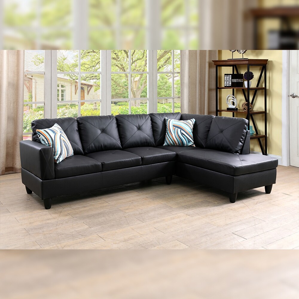 StarHome Living Faux Leather Sectional Sofa Set