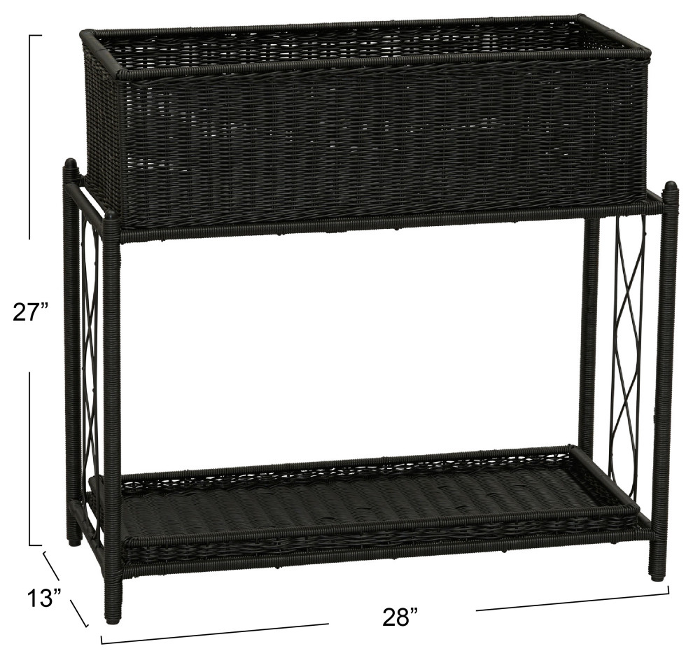 Raised Two Tier Plant Stand With Two Interchangeable Shelves   Tropical   Plant Stands And Telephone Tables   by Household Essentials  Houzz