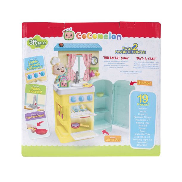 CoComelon 3' Little Kitchen Playset With Lights and Sounds， 19 Pieces