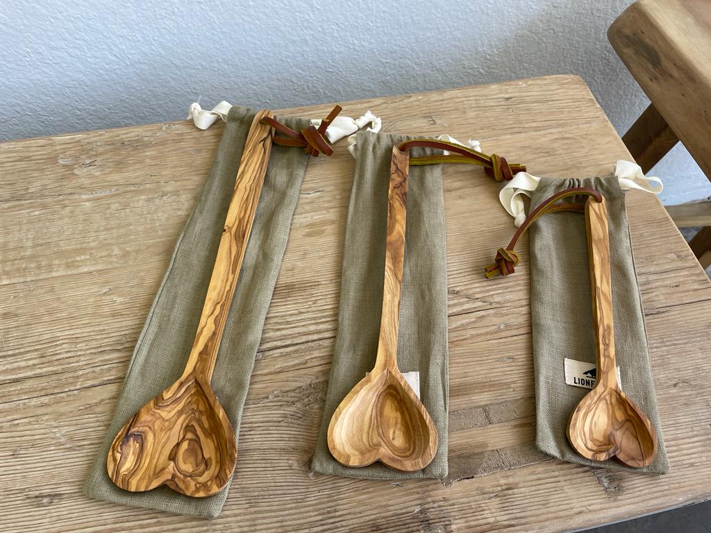 Premium Rustic Handmade Olive Wood Heart Shape Spoon\ Cooking Wooden Kitchen Utensils Heart Shape Multiple Sizes inches Gift