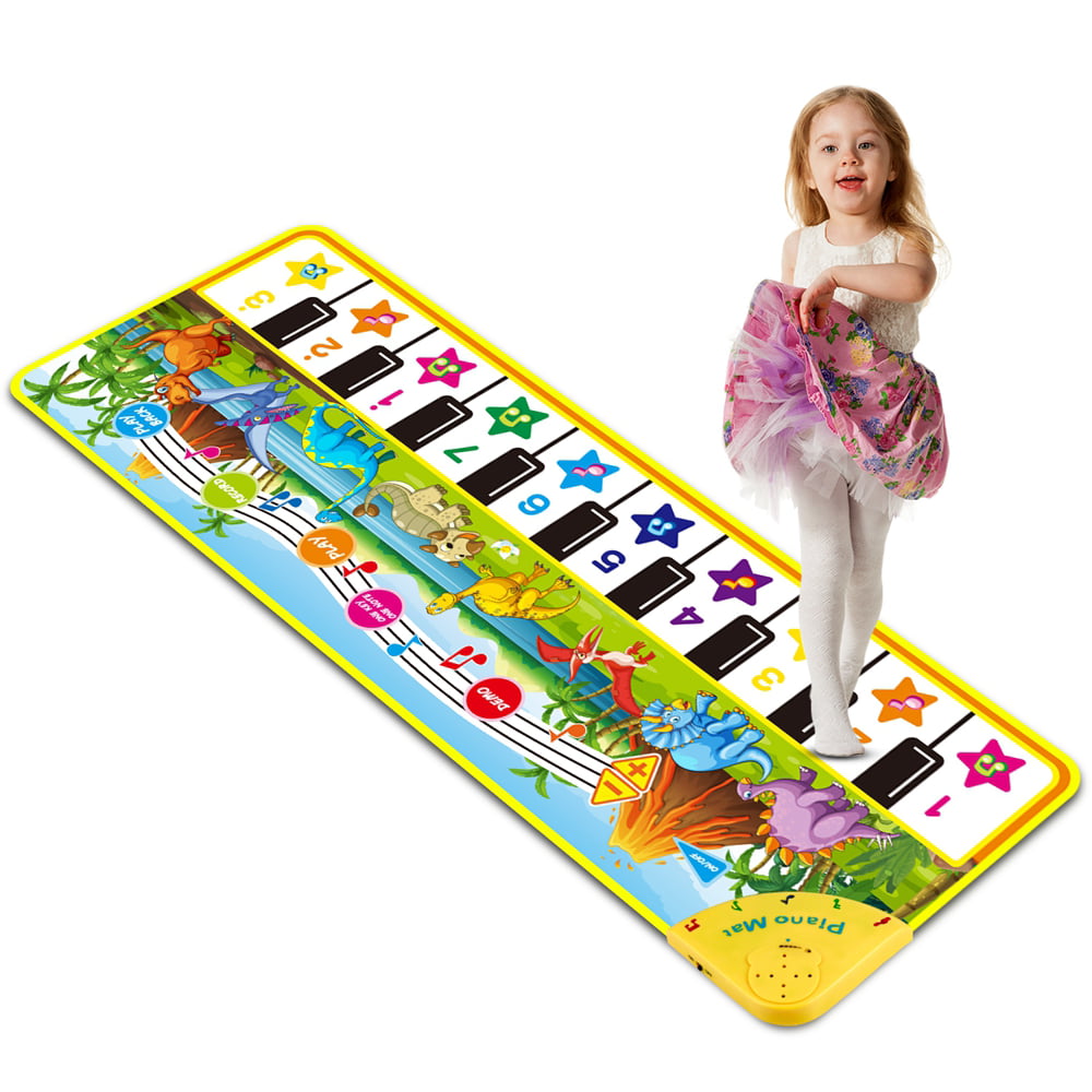 LAYADO Baby Piano Mat for Toddlers 1-3 Years Old， 43 x 14 inch Floor Keyboard Musical Dance Play Mat Pad Early Learning Toys Gift