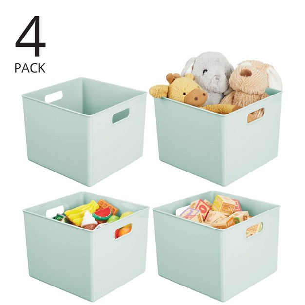 Mdesign Plastic Deep Home Storage Organizer Bin With Handles 4 Pack