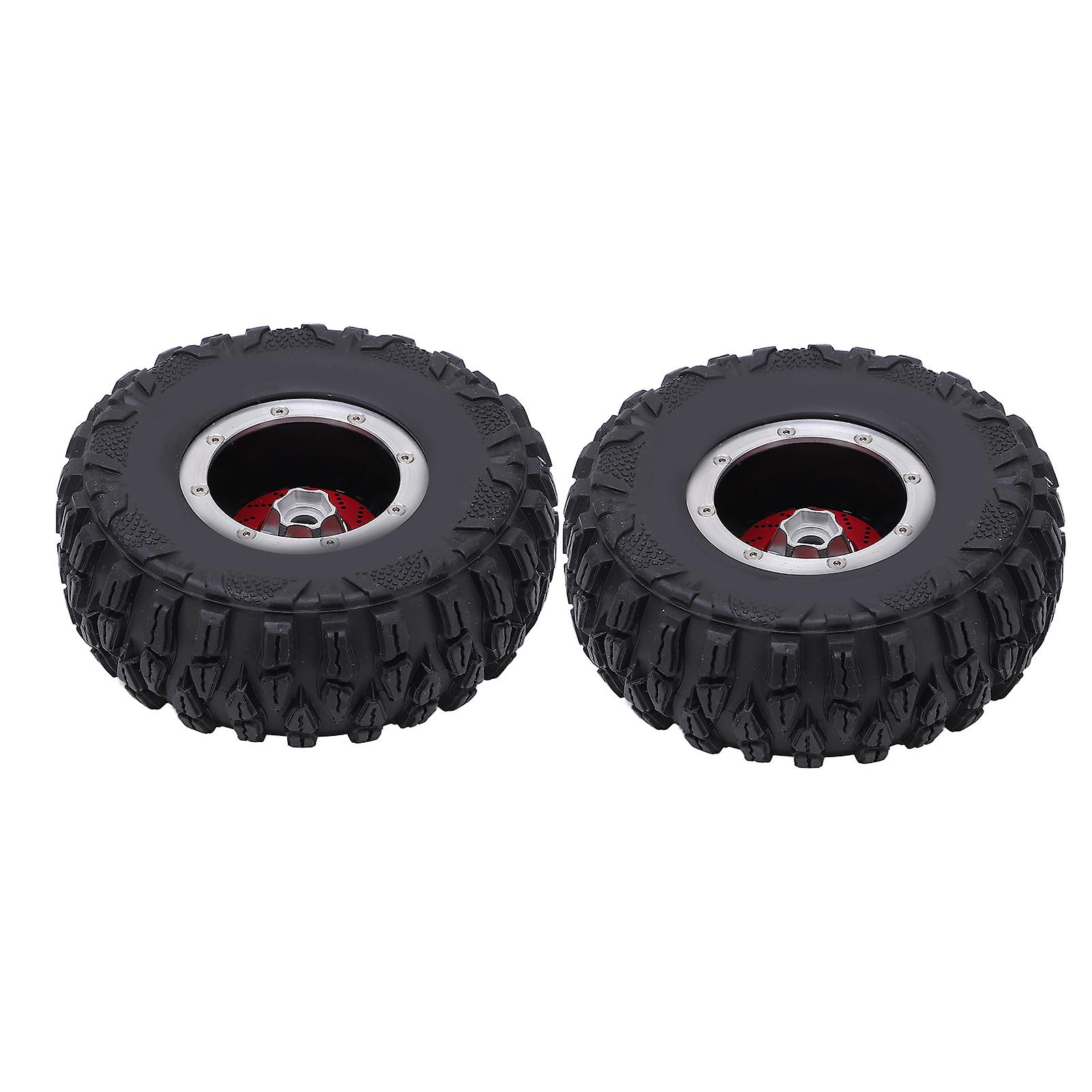 2pcs Rc Tyre Non Slip Aluminum Alloy Rim Rubber Tyre Replacement For Traxxas 1/10 Rc Crawlerblack