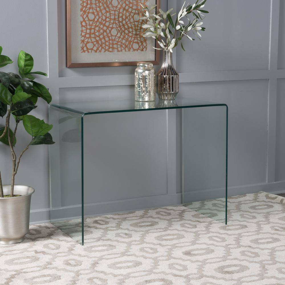 Noble House Caradoc 37.4 in. Rectangular Clear Glass Writing Desk 7629