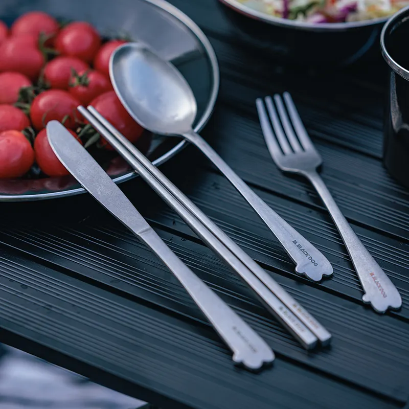 BlackDog Outdoor Stainless Steel Portable Tableware Travel Spoon Fork Picnic Portable Folding Tableware